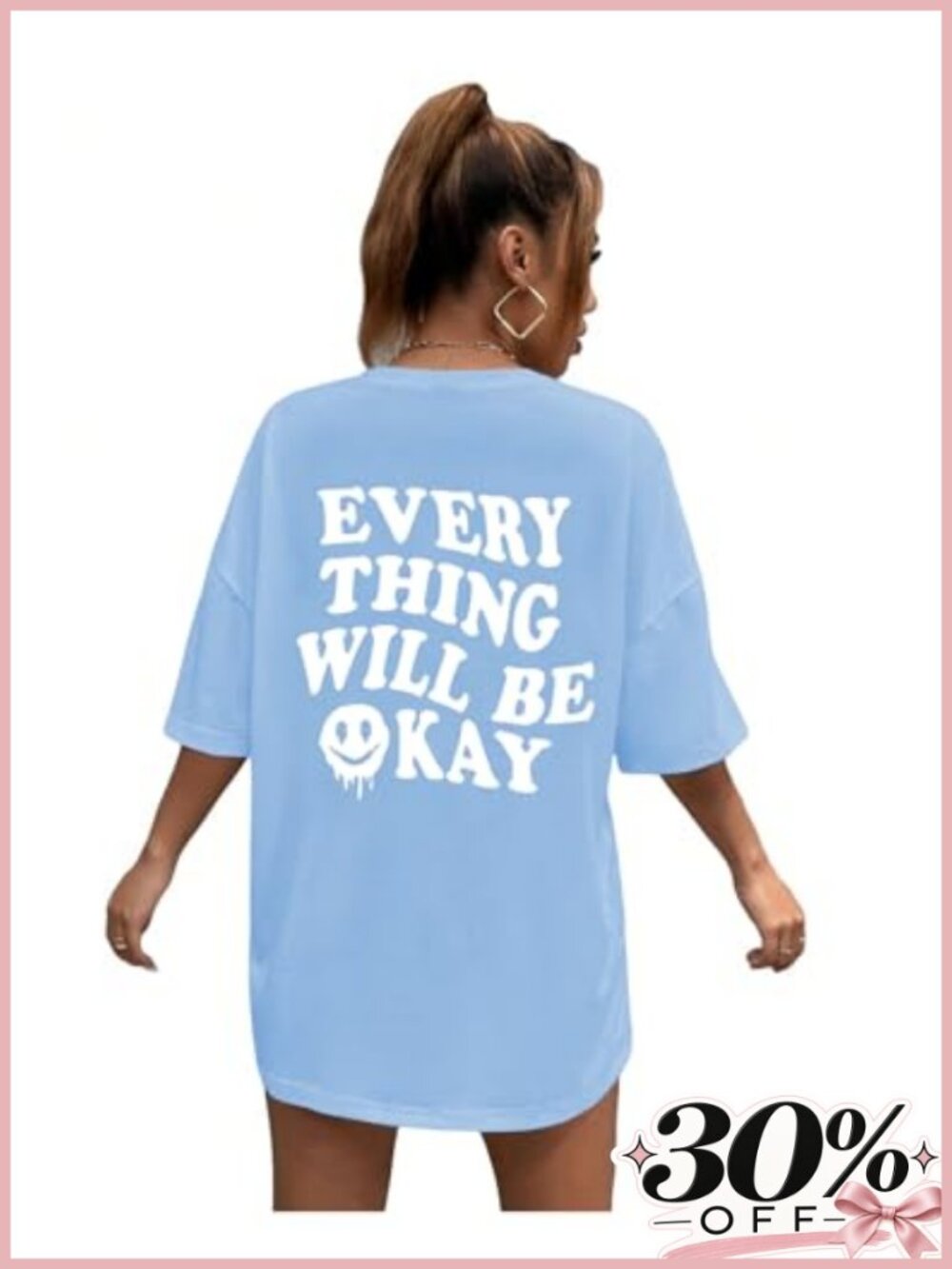 Women's Oversized Graphic Tee V-Neck Half Sleeve Soft Stretchy Pullover